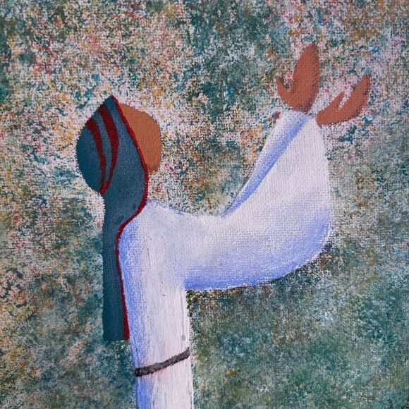 Hand Painted Framed Painting Figure in Praise Meditation Impressionistic HELENE - Picture 6 of 11